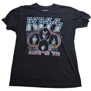 KISS Alive in 77 Band T-Shirt Men Medium Black Graphic Rock Tee 2019 Epic Rights